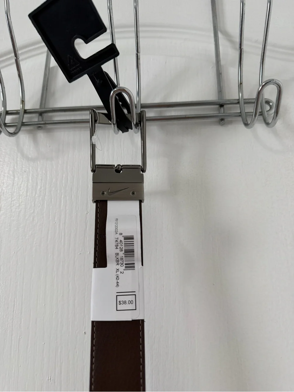 Nike Men's Reversible Black and Brown Leather Belt with Silver Buckle